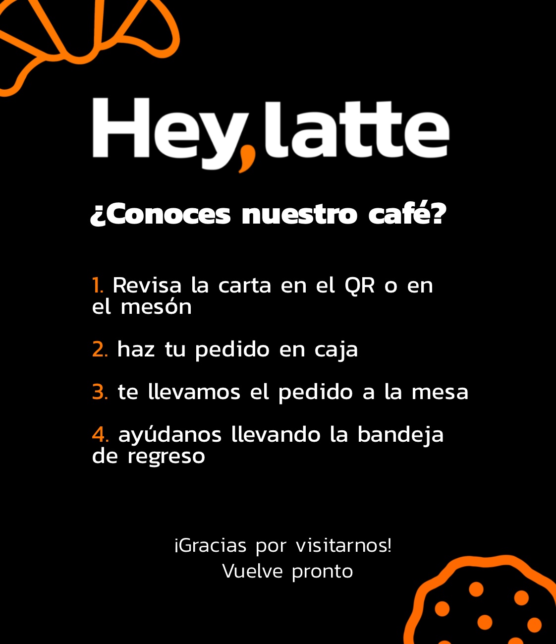 Instrucciones de autoservicio de Hey, latte